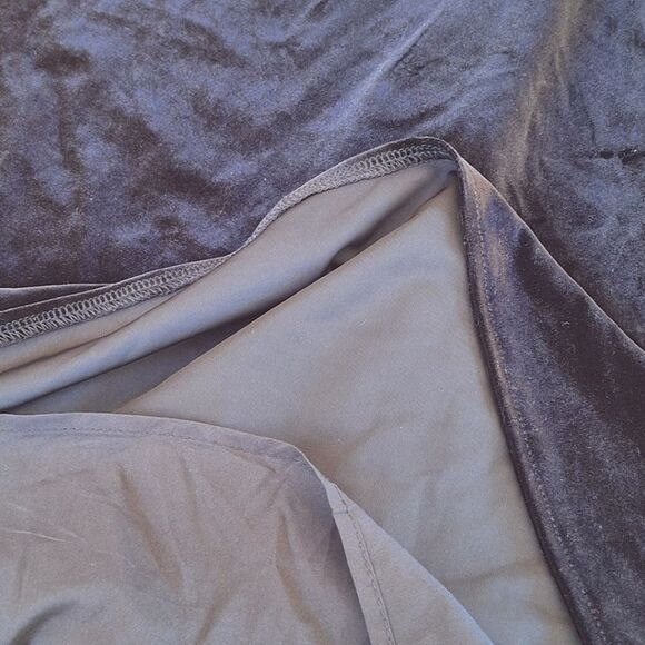 NWT Chic Square Neck Plain Black Velvet Midi Dress A-Line Japanese Brand Lined - Picture 9 of 16